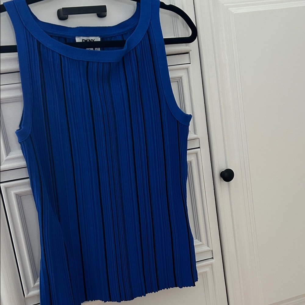 DKNY Royal Blue Pleated Tank Top